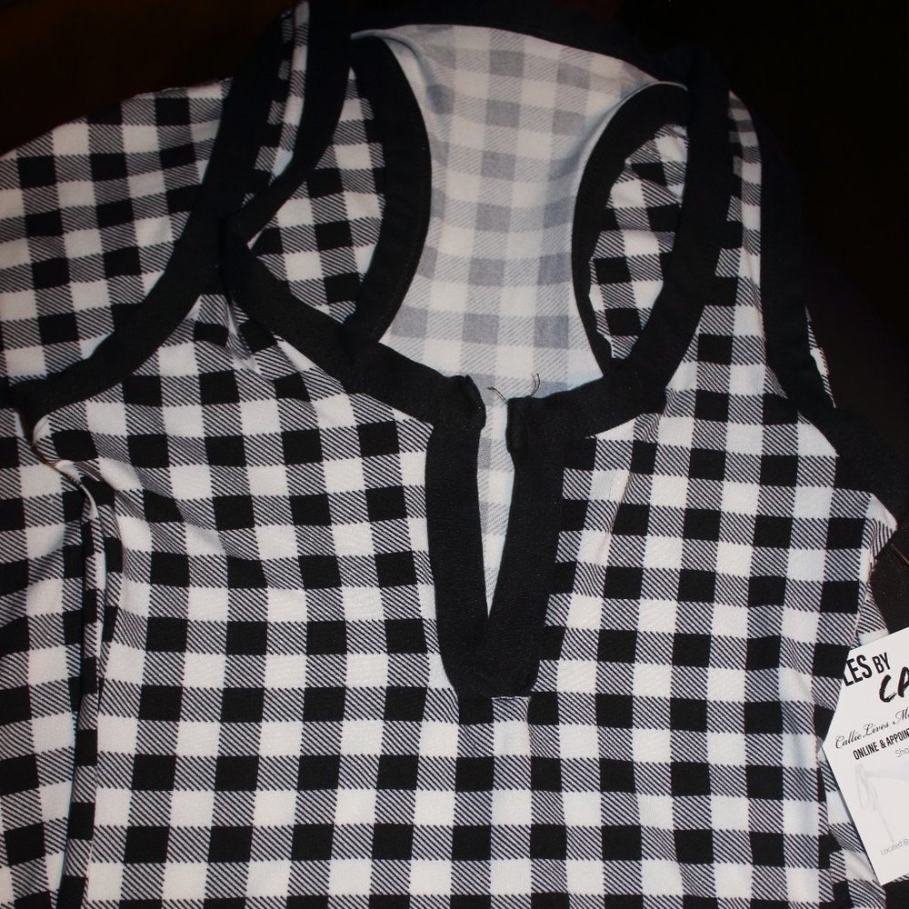 HPCALLIE GINGHAM BLACK&NAVY BODYCON MIDI DRESS(S) - Picture 11 of 11